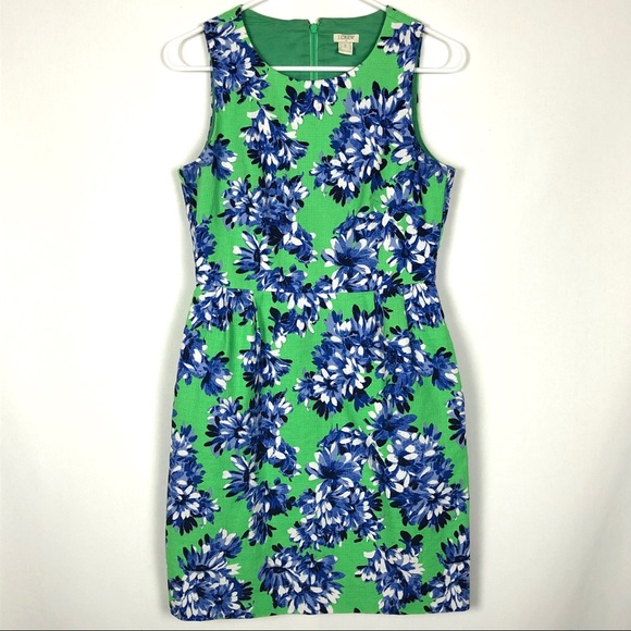 J. Crew Dresses & Skirts - J Crew Dress Sleeveless Green Blue Floral Sheath